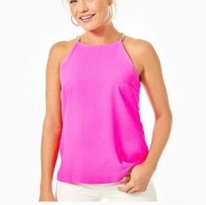 Lilly Pulitzer Adrienne Bright Pink Sleeveless Blouse Size 10